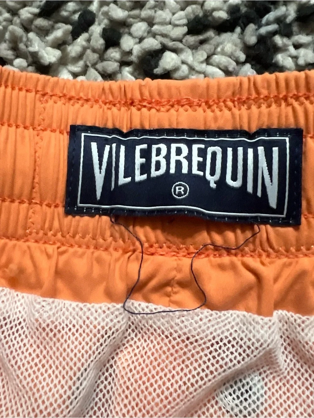 Vilebrequin Men’s Swim Trunk Shorts 5” Inseam Orange Drawstring Stretch Waist